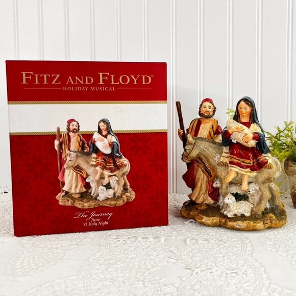 Fitz And Floyd Nativity Figurine Holiday Musical "The Journey" Tune O Holy Night - Picture 2 of 14